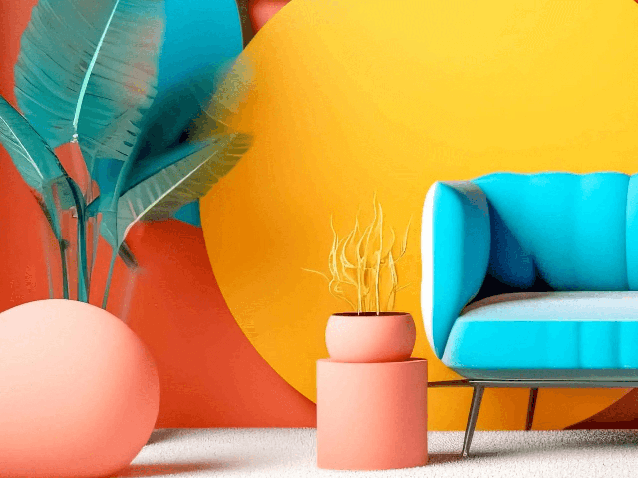 Close-up of a brightly colored architectural panel system